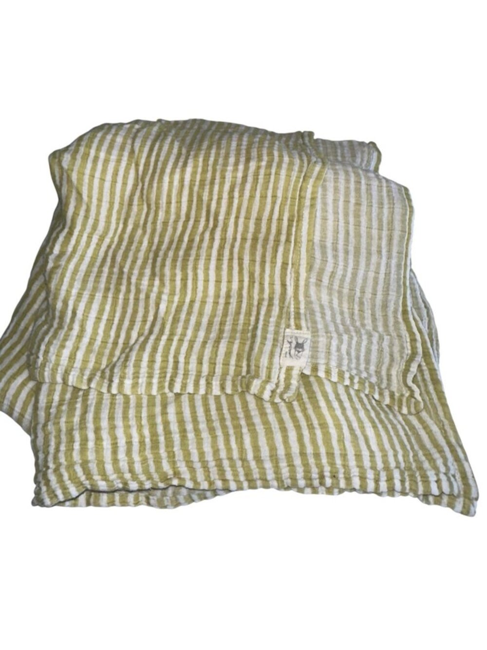 Petit Pehr Baby Muslin Swaddle Blanket Green White Stripe Unisex Lovey Security